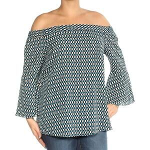 Ny Collection Womens Printed Off-The-Shoulder Blouse Size L